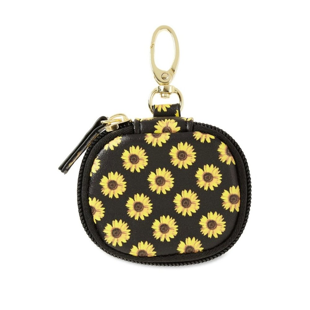 NWT No Boundaries Wireless Headphones Earbuds‎ Keychain Stylish Case Sunflower